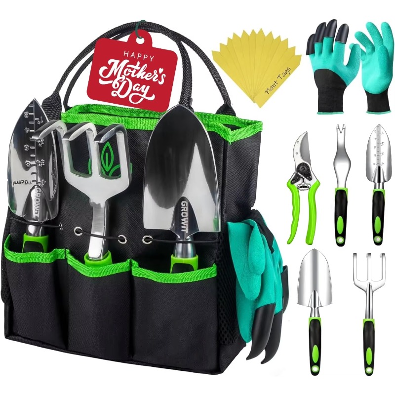 Gardening Hand Tools Yard - 9 Pcs Ergonomic Garden Tool Set,