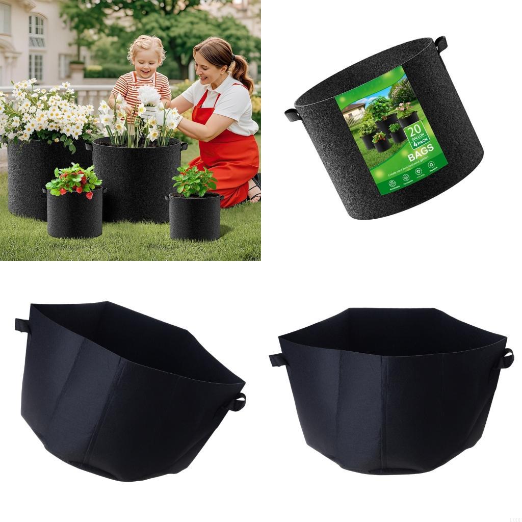 Grow Bags - 4x Reinforced Grow Pots Gardening Bags